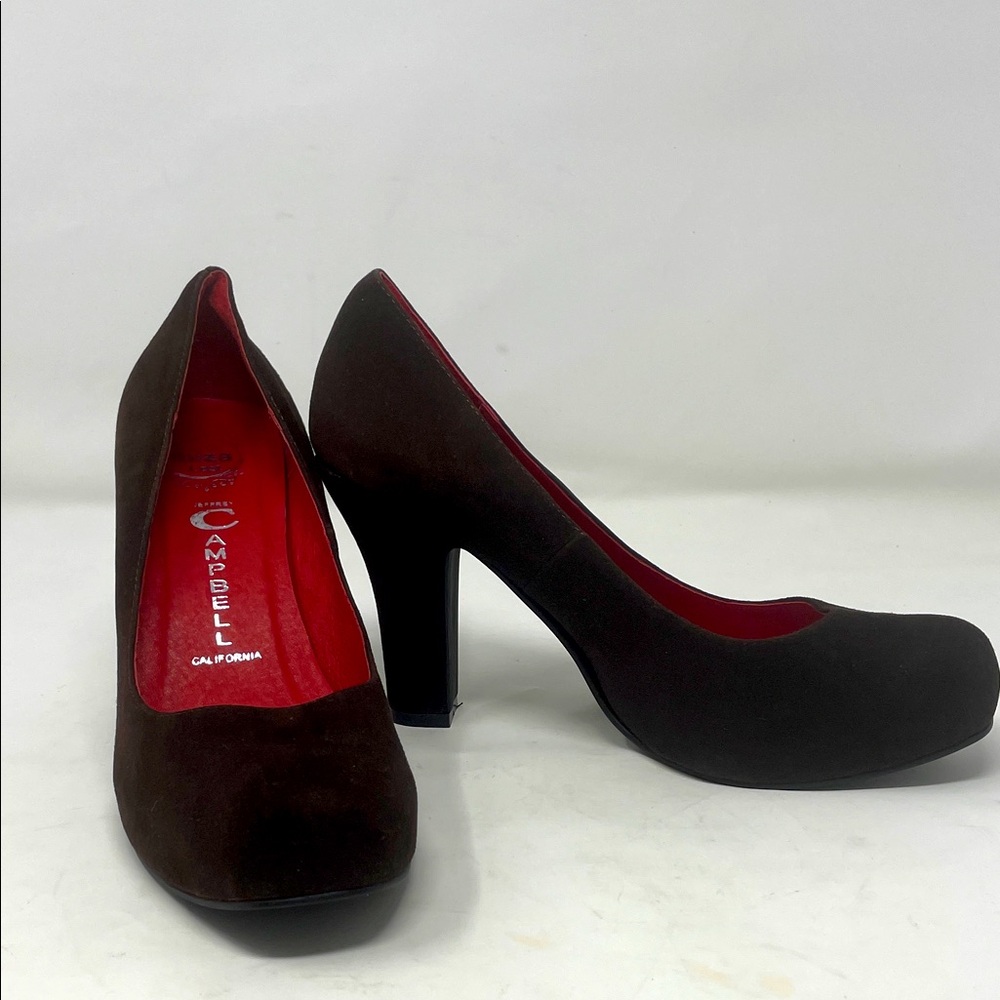 Jeffrey Campbell Handmade Ibiza Last Brown Suede Red Interior Pumps Size 8